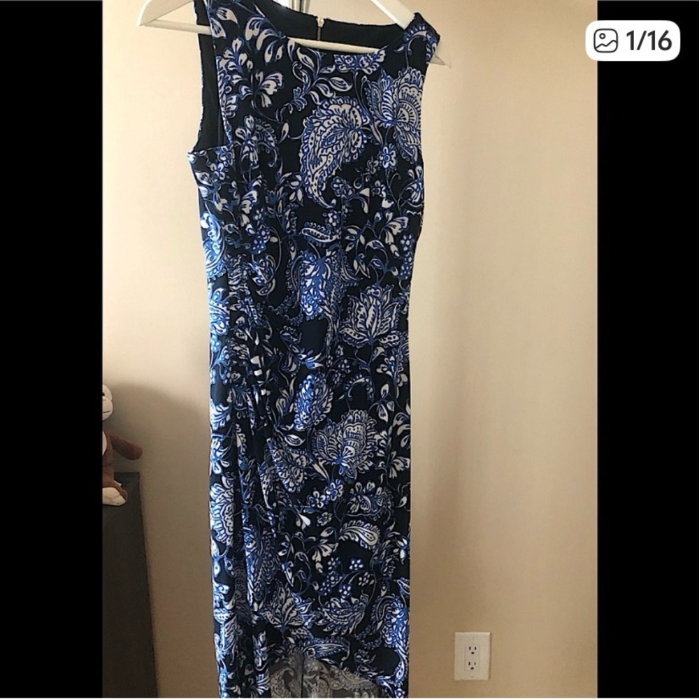 💙🤍Tommy Hilfiger Navy and White Paisley Midi Dress💙🤍